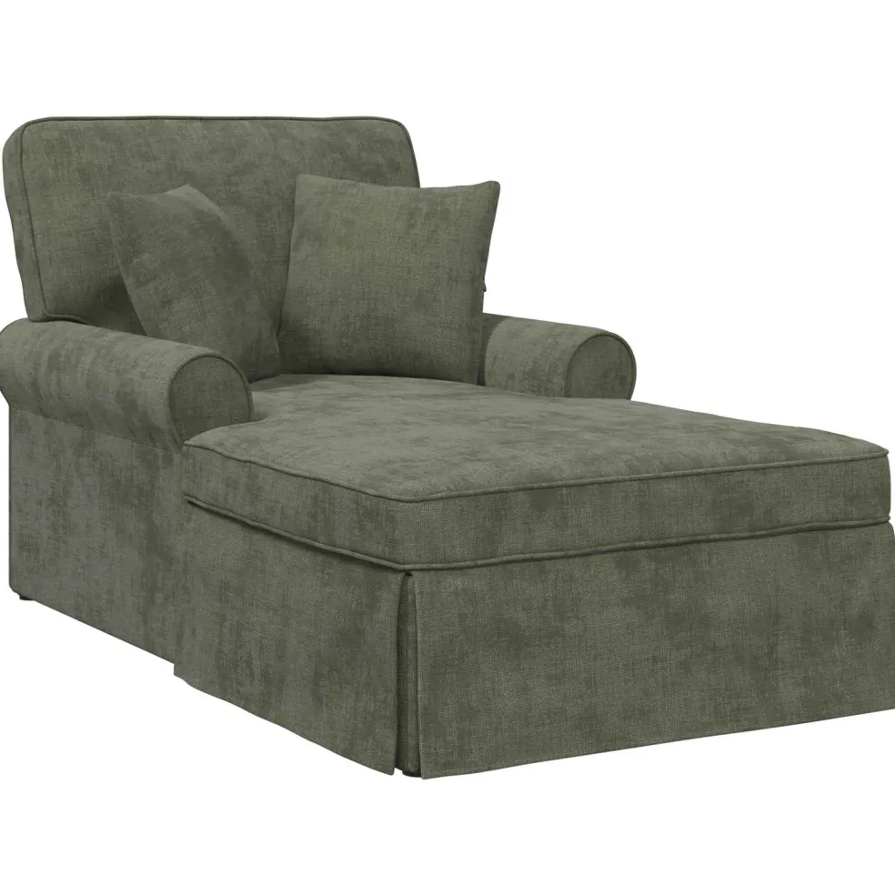 vidaXL Chaise Lounge met Rok met kussen Groen 157 x 91 x 91 cm ARES