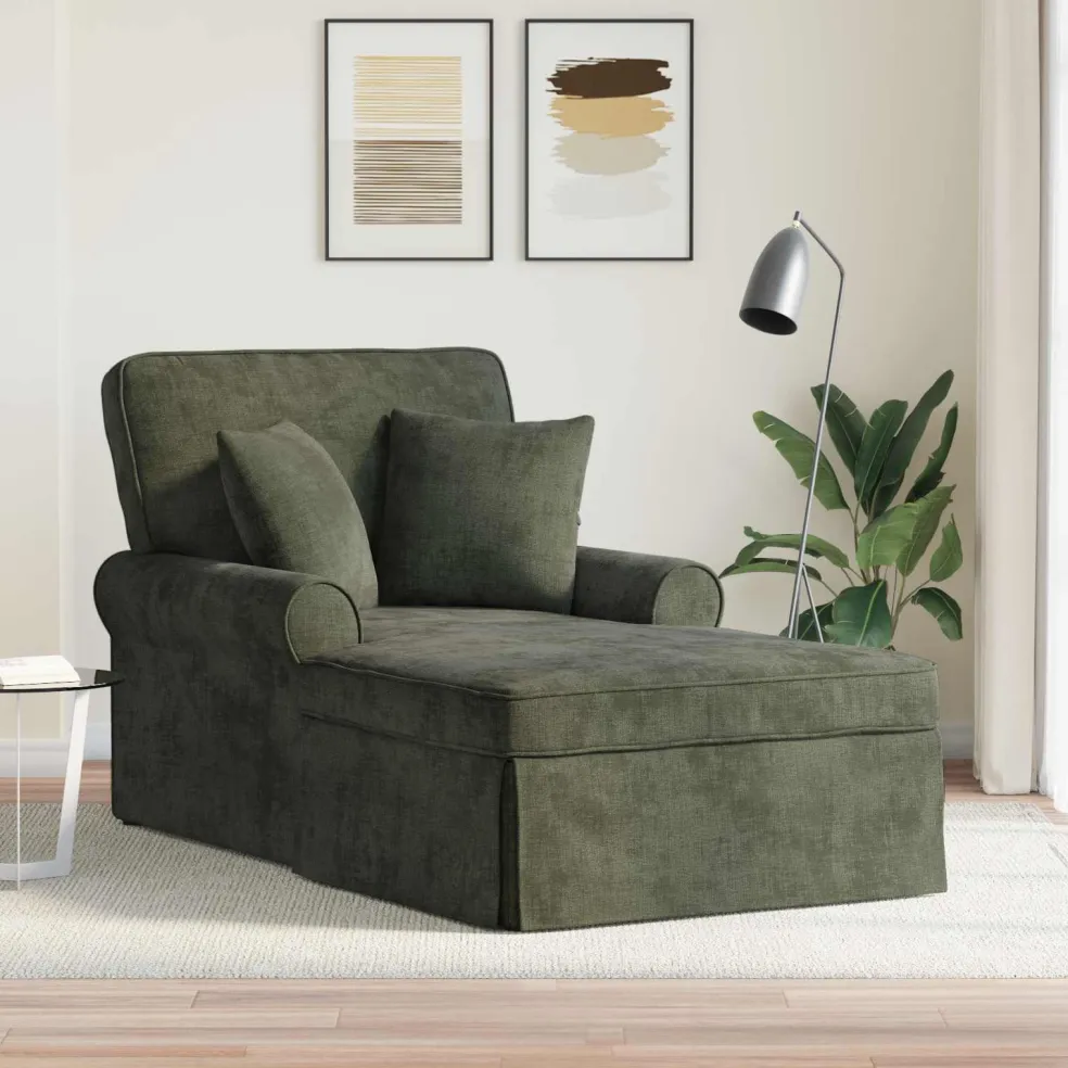 vidaXL Chaise Lounge met Rok met kussen Groen 157 x 91 x 91 cm ARES
