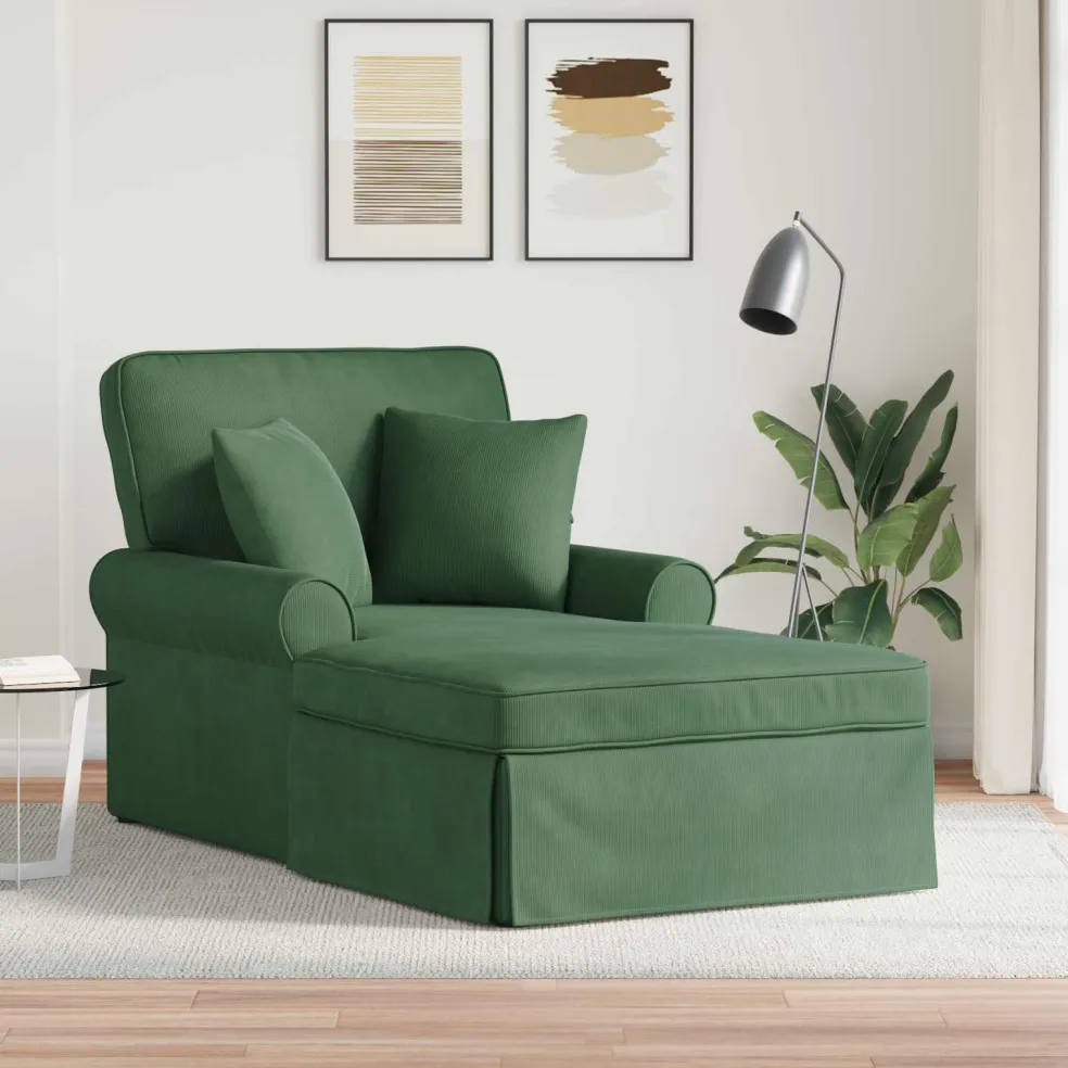 vidaXL Chaise Lounge met Rok 3 st Jungle Groen Katoen Stof