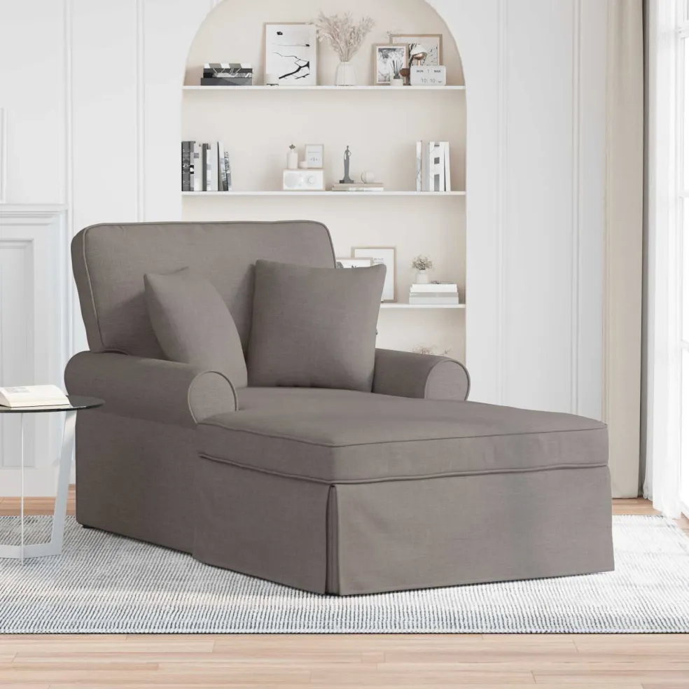 vidaXL Chaise Lounge met Rok 3 st Taupe Stof 91 x 157 x 91 cm