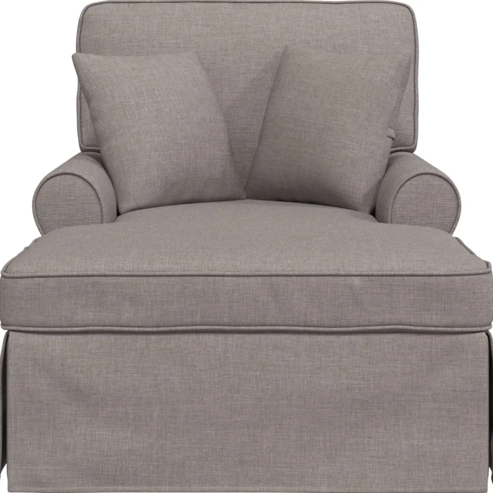 vidaXL Chaise Lounge met Rok 3 st Taupe Stof 91 x 157 x 91 cm