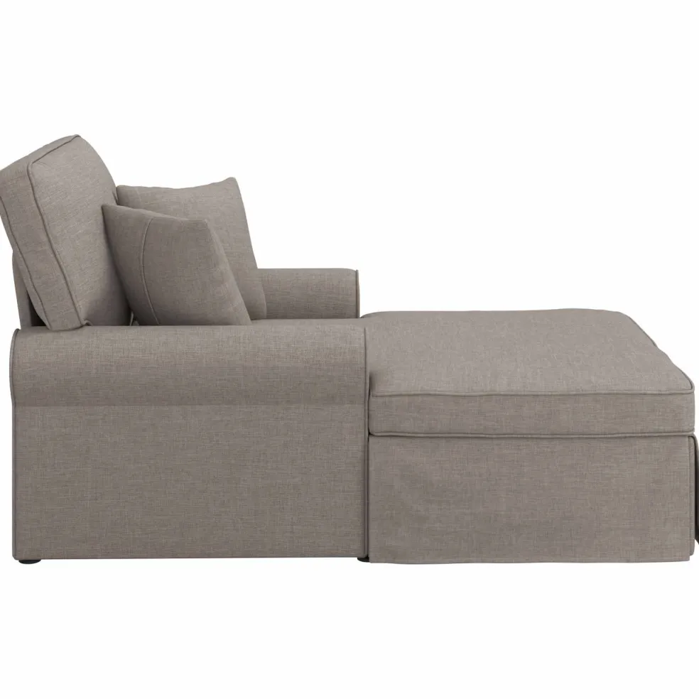 vidaXL Chaise Lounge met Rok 3 st Taupe Stof 91 x 157 x 91 cm