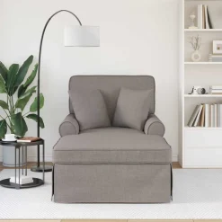 vidaXL Chaise Lounge met Rok 3 st Taupe Stof 91 x 157 x 91 cm