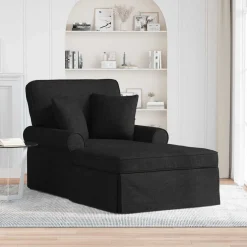 vidaXL Chaise Lounge met Rok 3 st Zwart Stof 91 x 157 x 91 cm