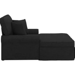 vidaXL Chaise Lounge met Rok 3 st Zwart Stof 91 x 157 x 91 cm
