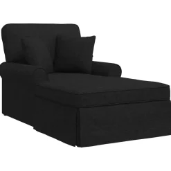 vidaXL Chaise Lounge met Rok 3 st Zwart Stof 91 x 157 x 91 cm