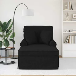 vidaXL Chaise Lounge met Rok 3 st Zwart Stof 91 x 157 x 91 cm