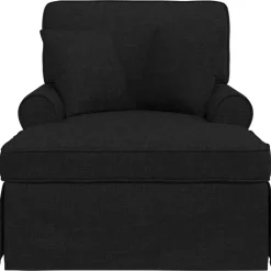 vidaXL Chaise Lounge met Rok 3 st Zwart Stof 91 x 157 x 91 cm