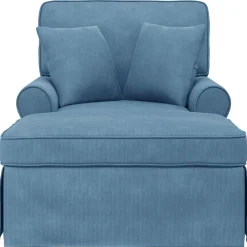vidaXL Chaise Lounge met Rok 3 st Blauw Katoen Stof 91 x 157 x 91 cm