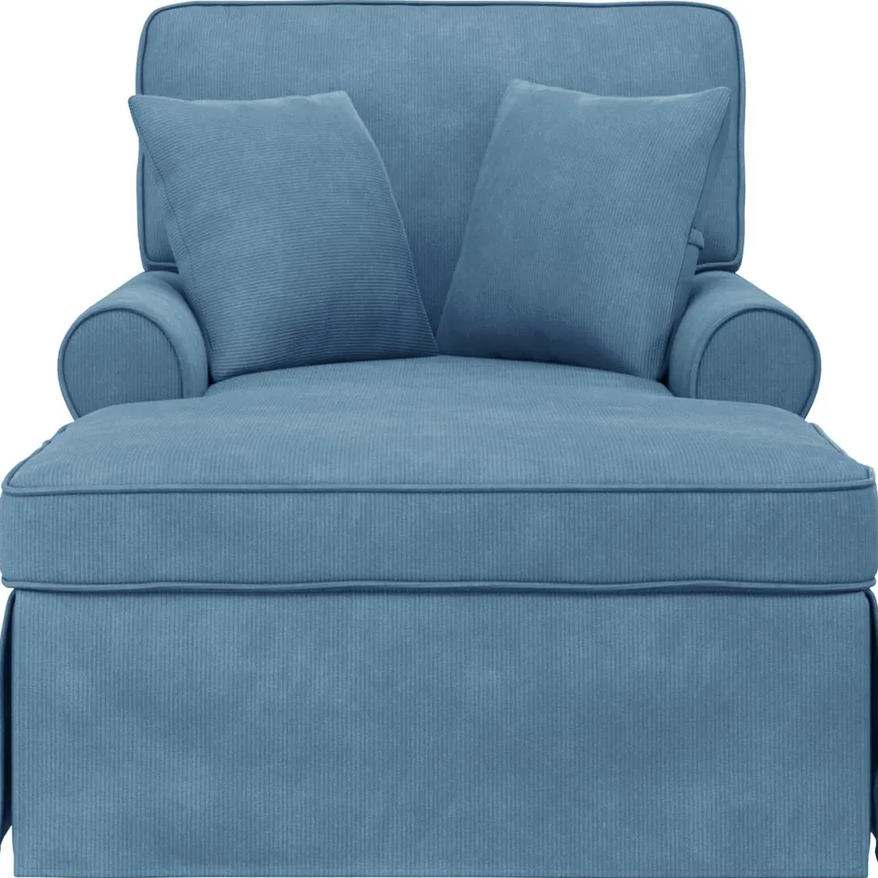 vidaXL Chaise Lounge met Rok 3 st Blauw Katoen Stof 91 x 157 x 91 cm
