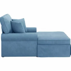 vidaXL Chaise Lounge met Rok 3 st Blauw Katoen Stof 91 x 157 x 91 cm