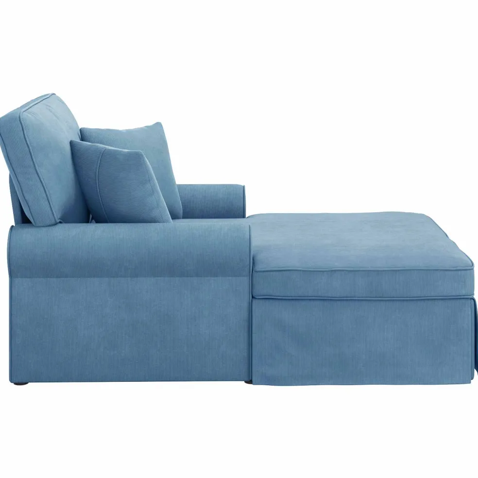 vidaXL Chaise Lounge met Rok 3 st Blauw Katoen Stof 91 x 157 x 91 cm