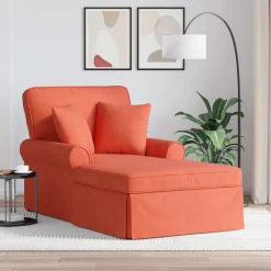 vidaXL Chaise Lounge met Rok 3 st Rood-oranje Katoen Stof