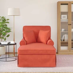 vidaXL Chaise Lounge met Rok 3 st Rood-oranje Katoen Stof