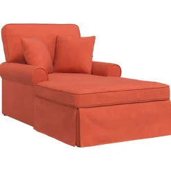 vidaXL Chaise Lounge met Rok 3 st Rood-oranje Katoen Stof