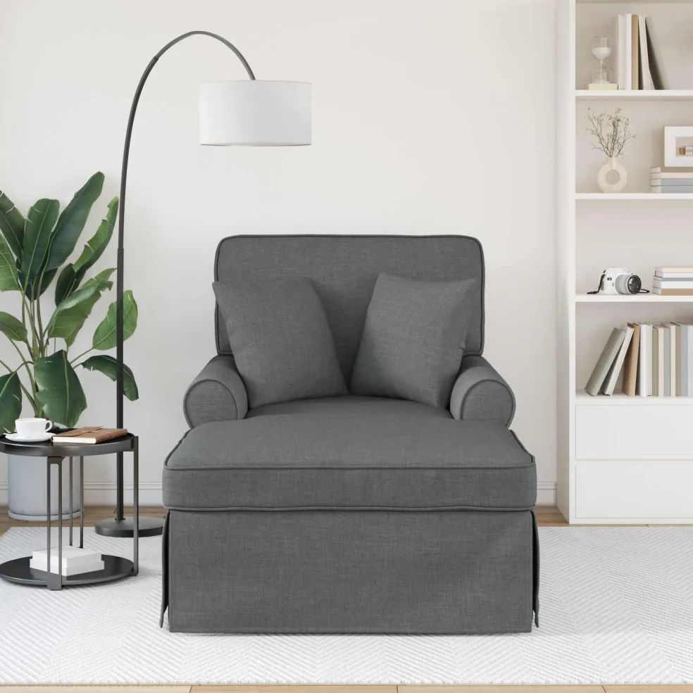 vidaXL Chaise Lounge met Rok 3 st Donkergrijs Stof 91 x 157 x 91 cm
