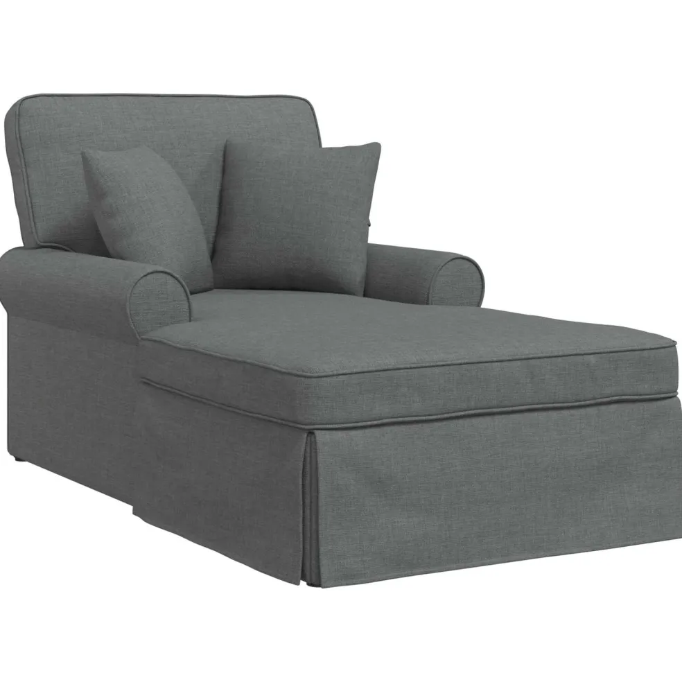 vidaXL Chaise Lounge met Rok 3 st Donkergrijs Stof 91 x 157 x 91 cm
