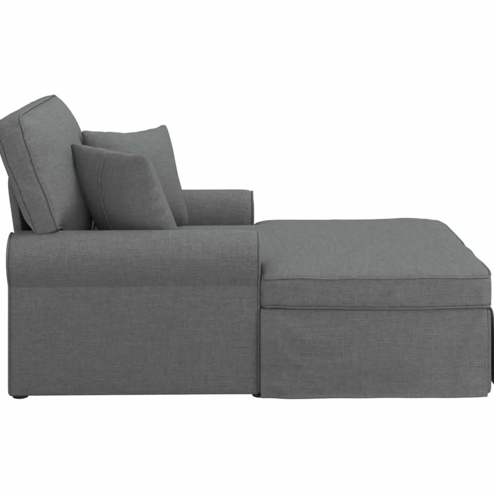 vidaXL Chaise Lounge met Rok 3 st Donkergrijs Stof 91 x 157 x 91 cm