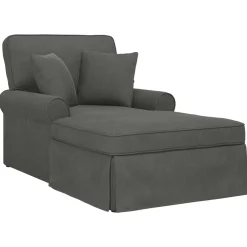 vidaXL Chaise Lounge met Rok 3 st Donkergrijs Katoen Stof