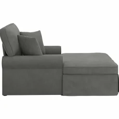 vidaXL Chaise Lounge met Rok 3 st Donkergrijs Katoen Stof