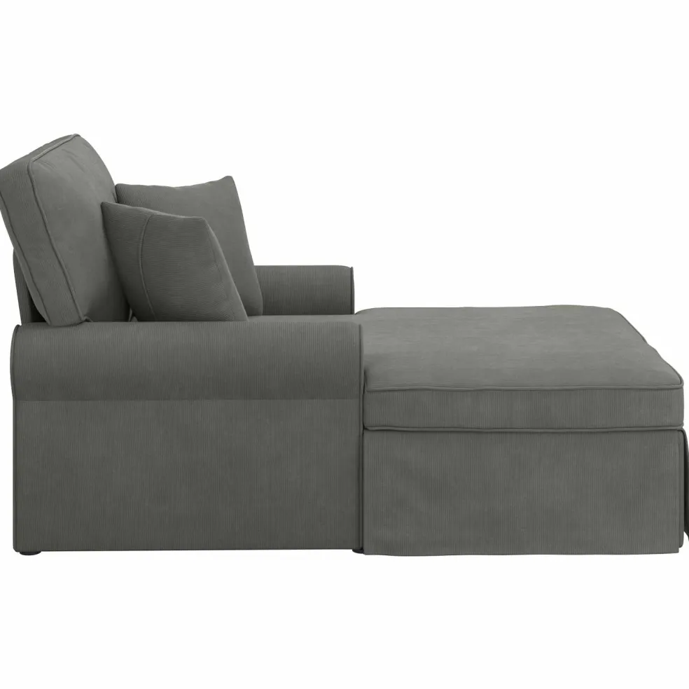 vidaXL Chaise Lounge met Rok 3 st Donkergrijs Katoen Stof