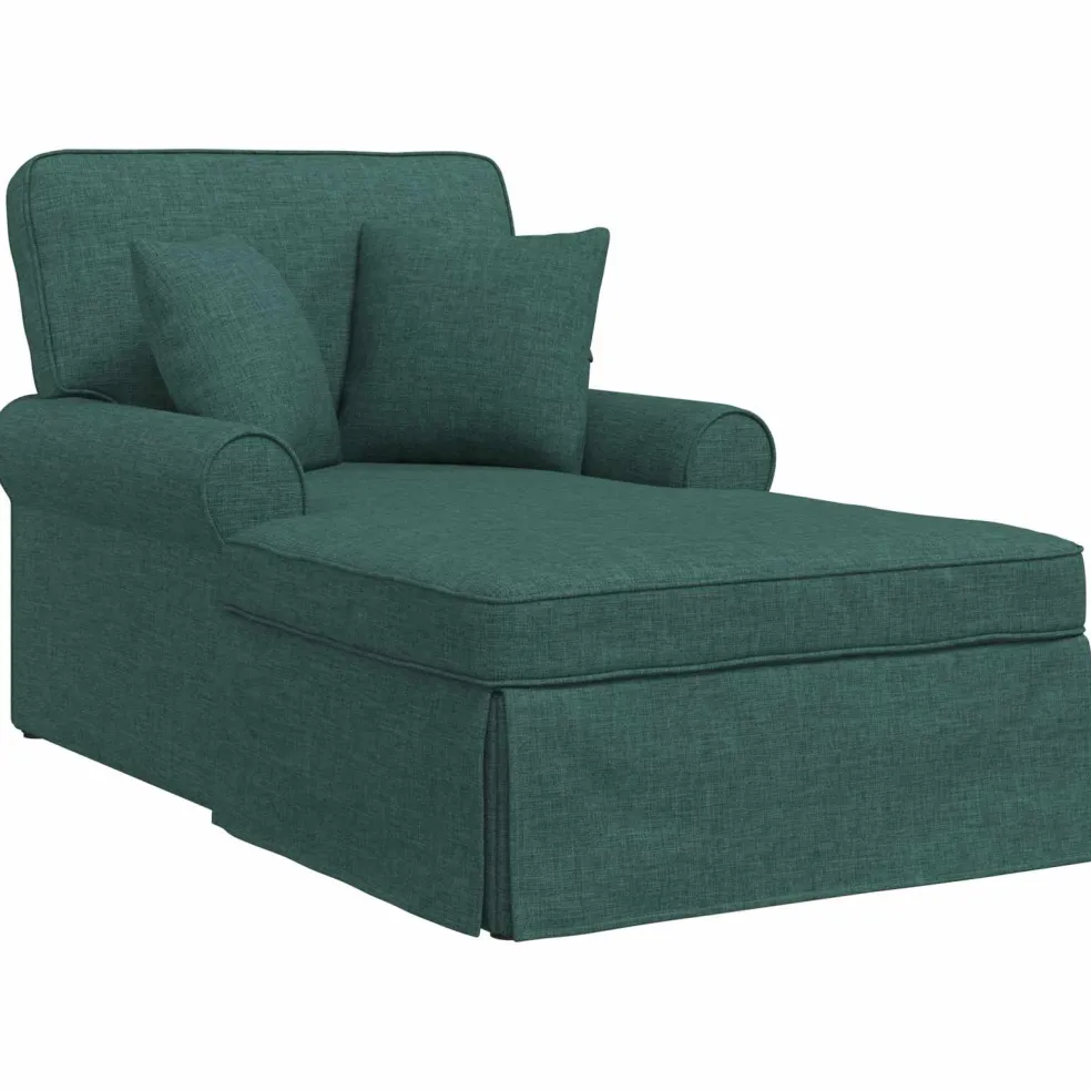 vidaXL Chaise Lounge met Rok 3 st Donkergroen Stof 91 x 157 x 91 cm