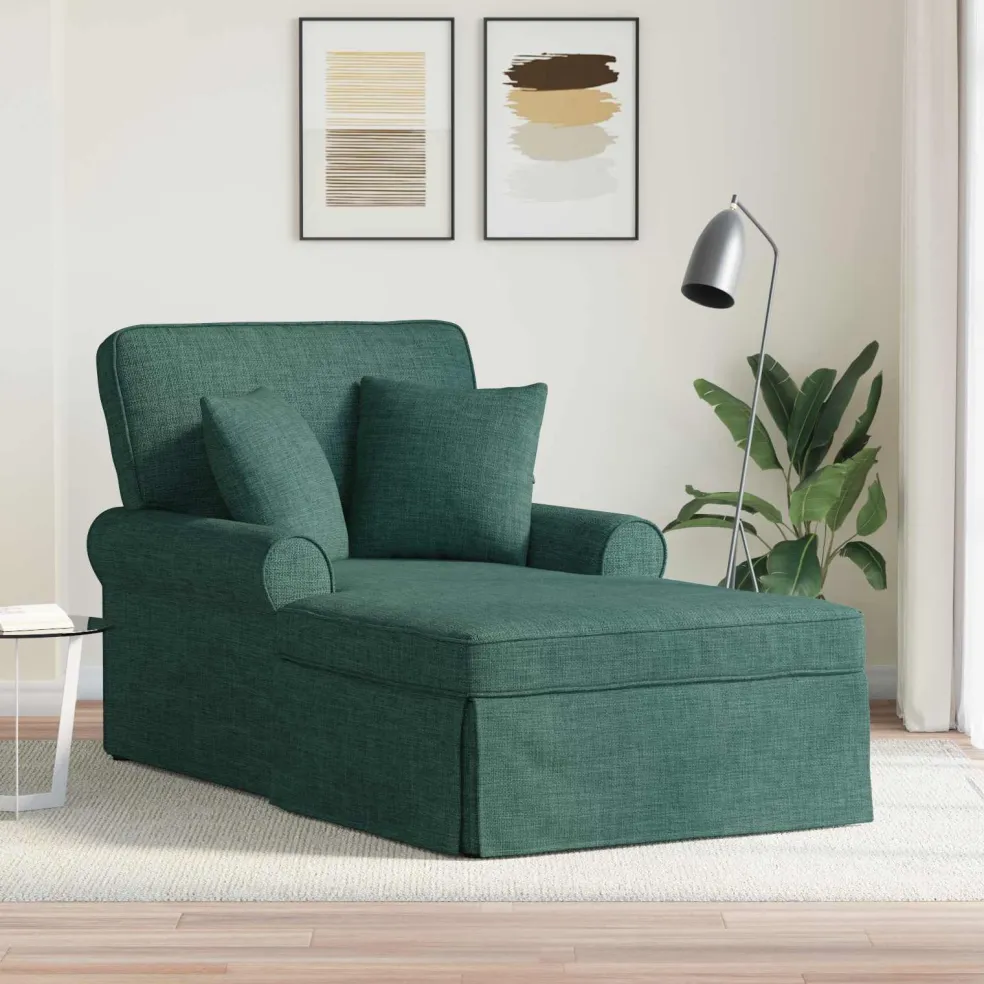 vidaXL Chaise Lounge met Rok 3 st Donkergroen Stof 91 x 157 x 91 cm
