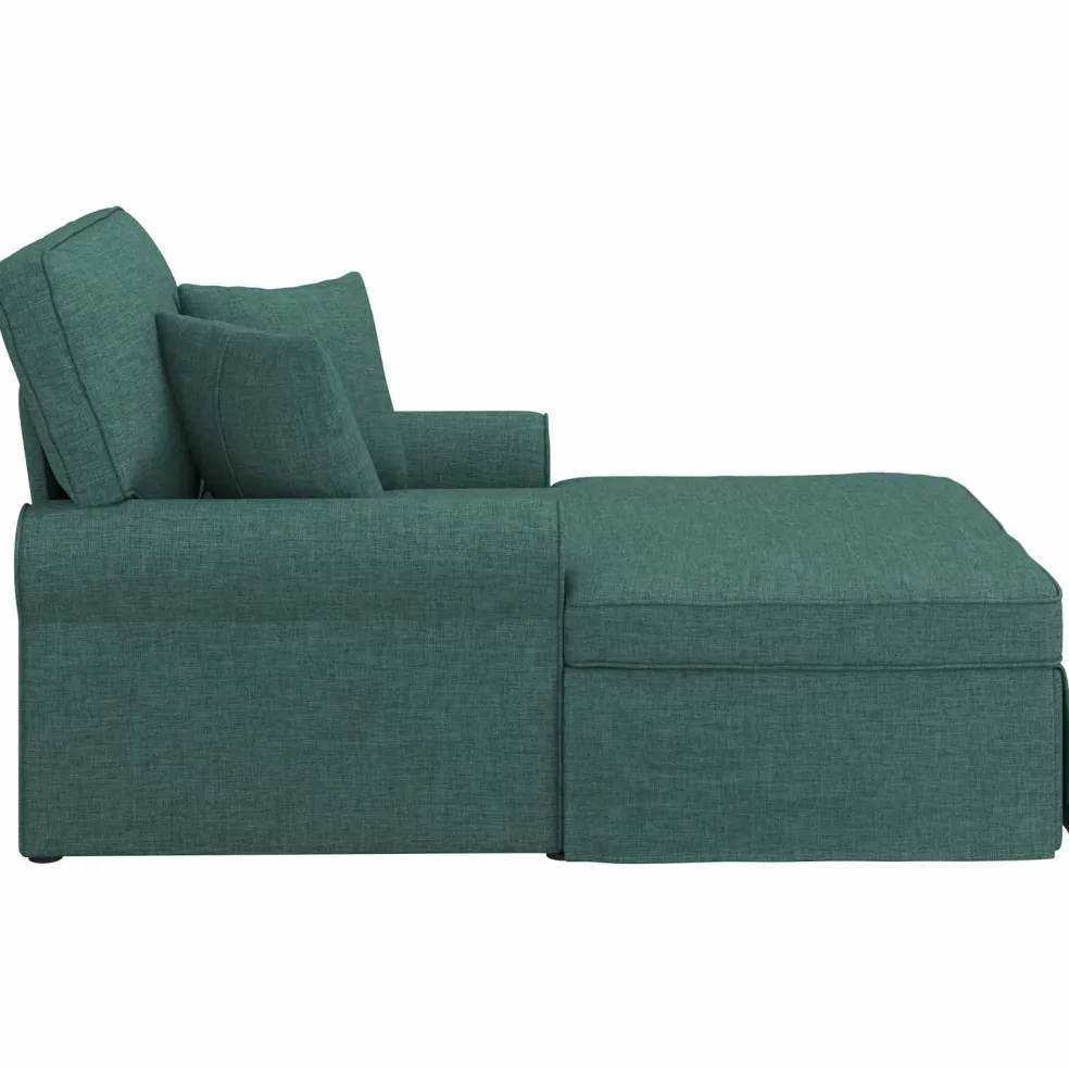 vidaXL Chaise Lounge met Rok 3 st Donkergroen Stof 91 x 157 x 91 cm