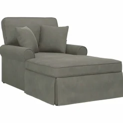 vidaXL Chaise Lounge met Rok 3 st Lichtgrijs Katoen Stof