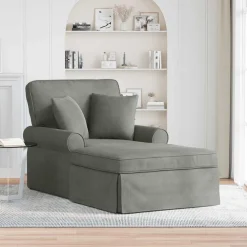 vidaXL Chaise Lounge met Rok 3 st Lichtgrijs Katoen Stof