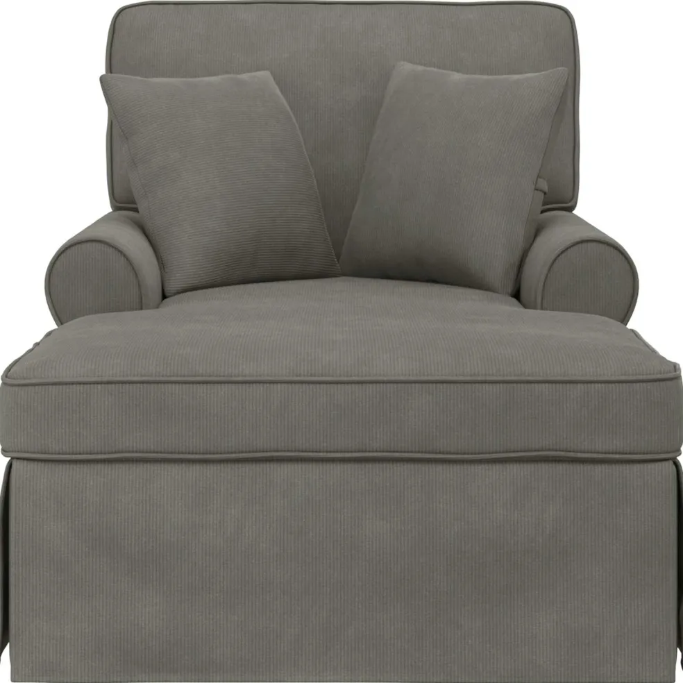 vidaXL Chaise Lounge met Rok 3 st Lichtgrijs Katoen Stof