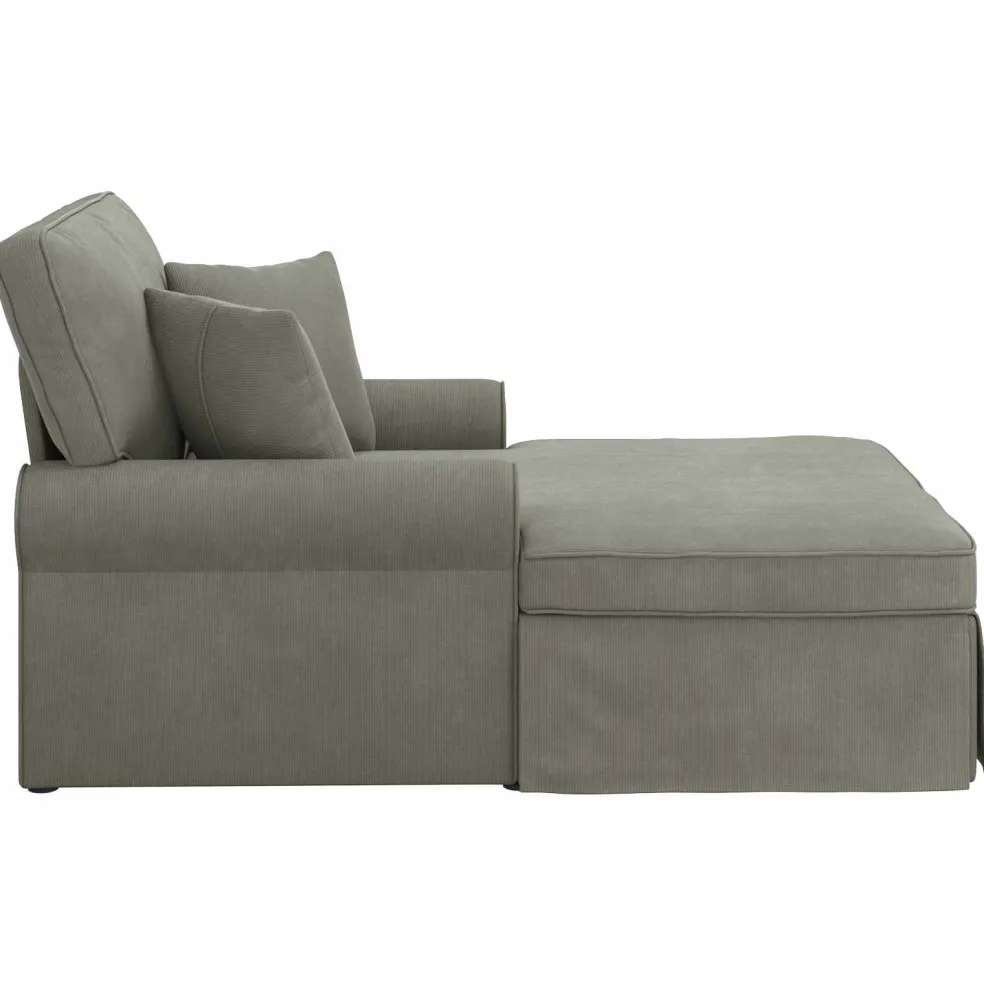 vidaXL Chaise Lounge met Rok 3 st Lichtgrijs Katoen Stof