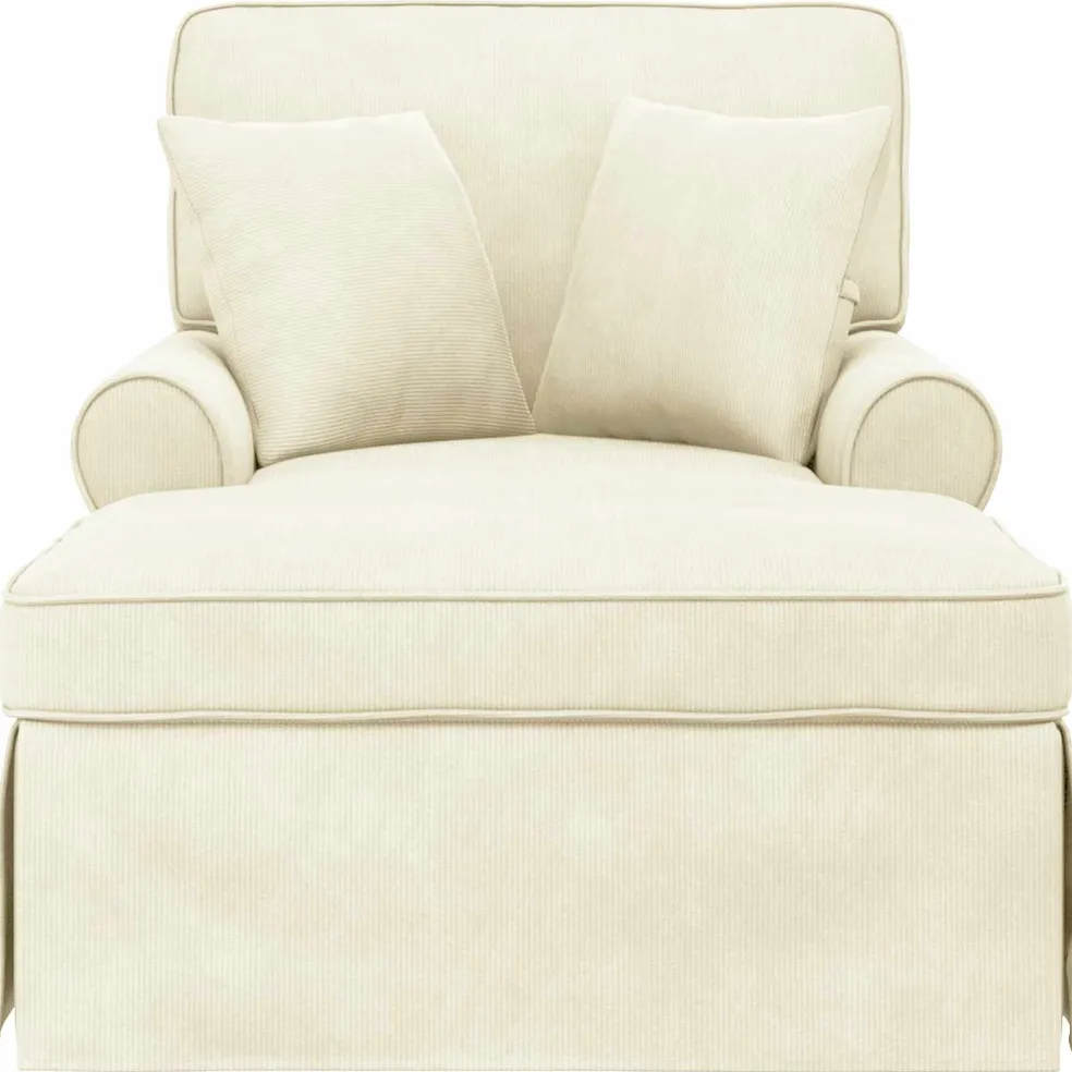 vidaXL Chaise Lounge met Rok 3 st Crème Katoen Stof 91 x 157 x 91 cm