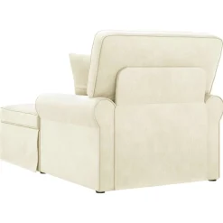 vidaXL Chaise Lounge met Rok 3 st Crème Katoen Stof 91 x 157 x 91 cm