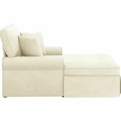 vidaXL Chaise Lounge met Rok 3 st Crème Katoen Stof 91 x 157 x 91 cm