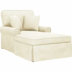 vidaXL Chaise Lounge met Rok 3 st Crème Katoen Stof 91 x 157 x 91 cm