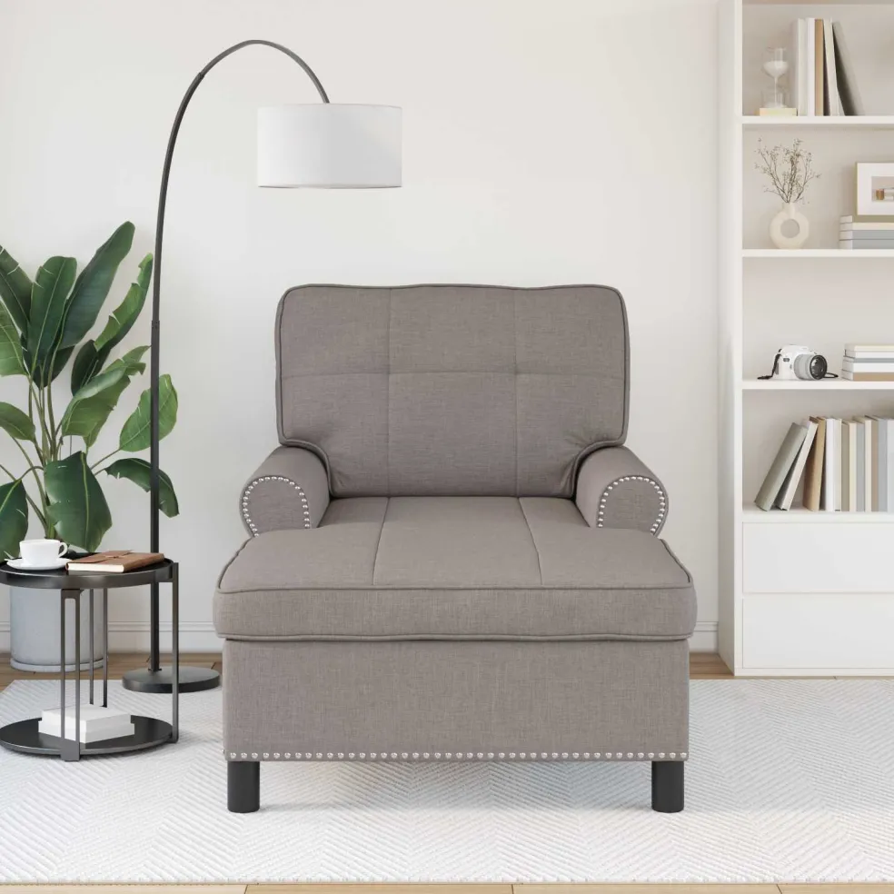 vidaXL Chaise Lounge Taupe Stof 91 x 157 x 91 cm
