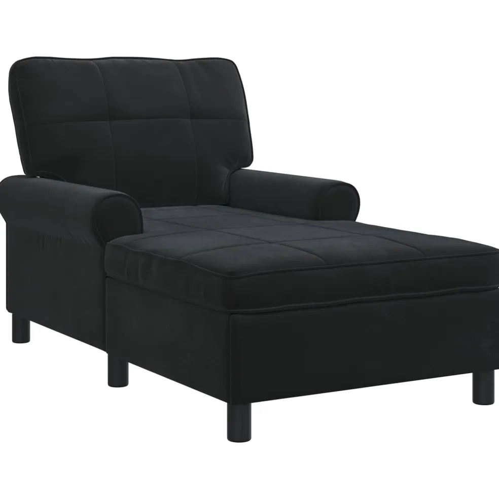 vidaXL Chaise Lounge Zwart Fluweel 91 x 157 x 91 cm