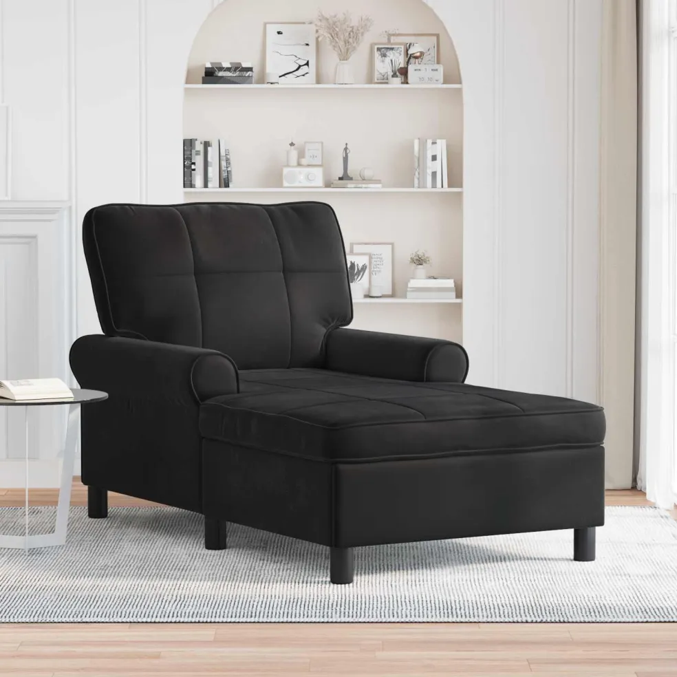vidaXL Chaise Lounge Zwart Fluweel 91 x 157 x 91 cm