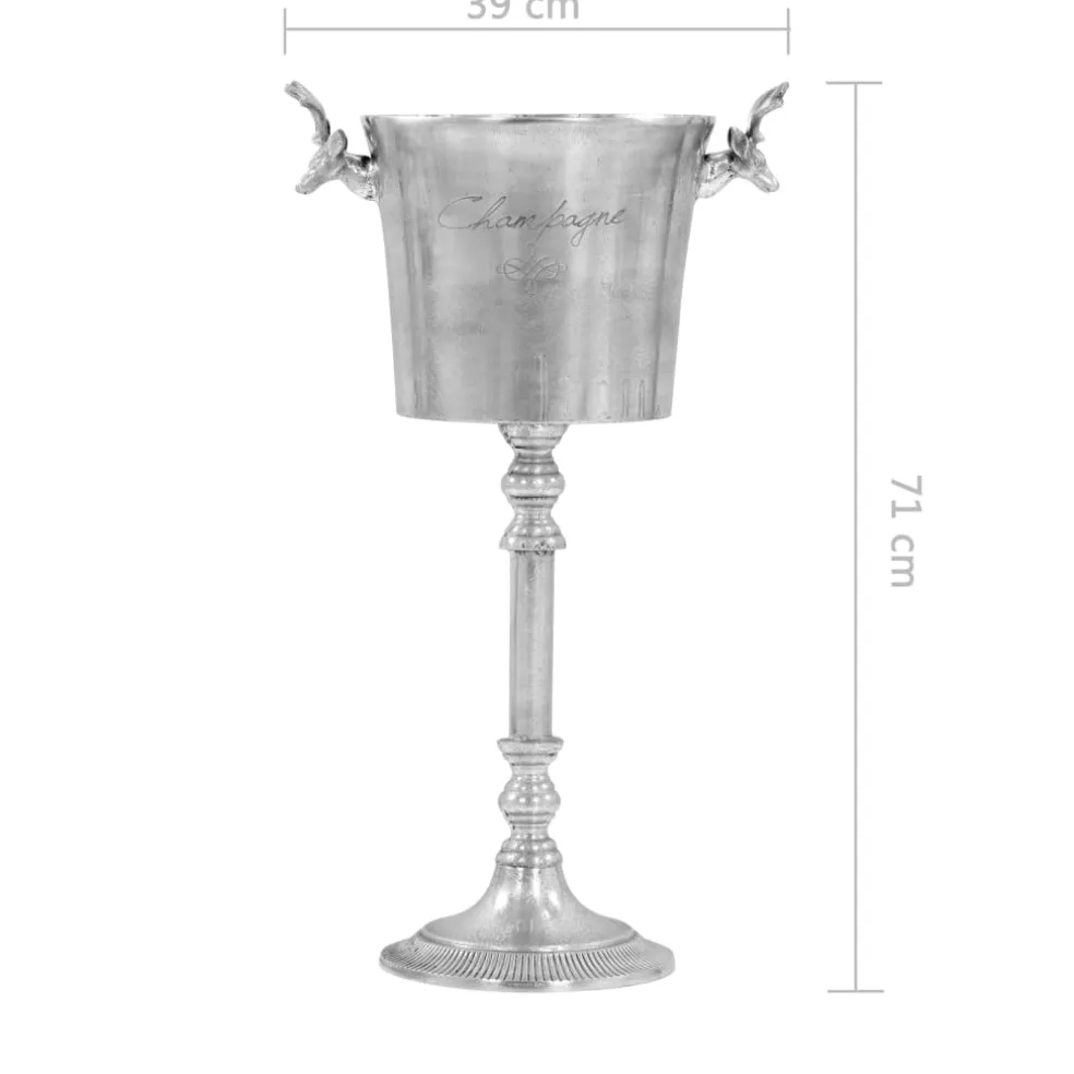 vidaXL Champagnekoeler 39x29x71 cm massief aluminium zilverkleurig