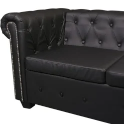vidaXL Chesterfield hoekbank 6-zits kunstleer zwart