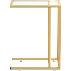 vidaXL Computer bijzettafel 50x35x65 cm gehard glas transparant