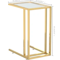 vidaXL Computer bijzettafel 50x35x65 cm gehard glas transparant
