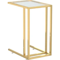 vidaXL Computer bijzettafel 50x35x65 cm gehard glas transparant
