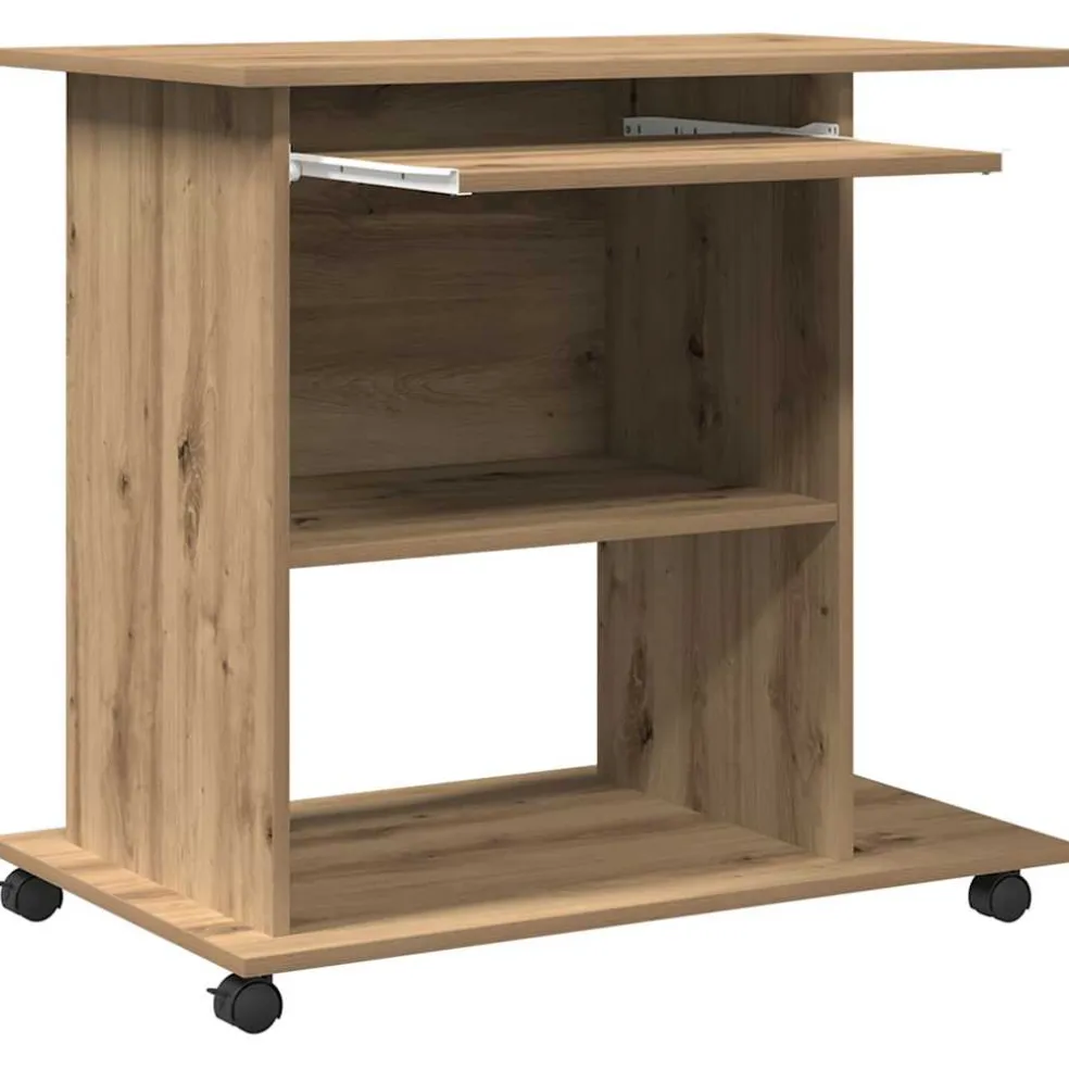 vidaXL Computerbureau 80x50x75 cm bewerkt hout artisanaal eikenkleur