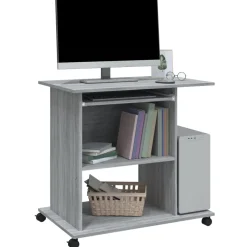 vidaXL Computerbureau 80x50x75 cm bewerkt hout grijs sonoma eikenkleur