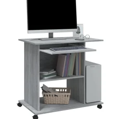 vidaXL Computerbureau 80x50x75 cm bewerkt hout grijs sonoma eikenkleur