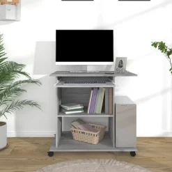 vidaXL Computerbureau 80x50x75 cm bewerkt hout grijs sonoma eikenkleur