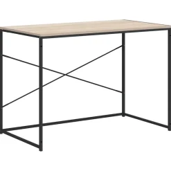 vidaXL Computerbureau 110x60x70 cm bewerkt hout zwart en eikenkleurig