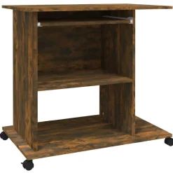vidaXL Computerbureau 80x50x75 cm bewerkt hout gerookt eikenkleurig